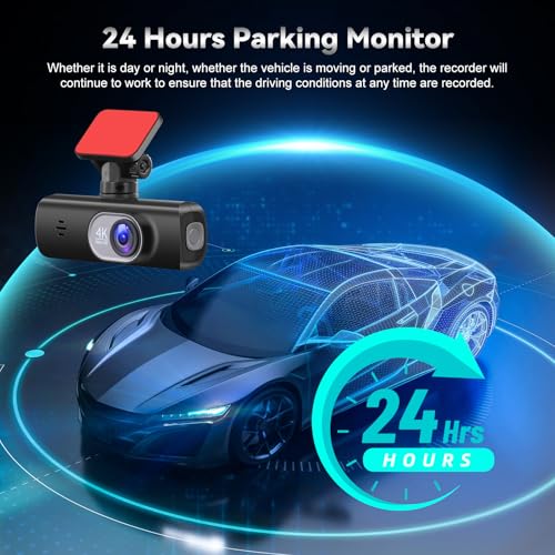 NHOPEEW Cámara de coche 4K – Dash Cam delantera y trasera –