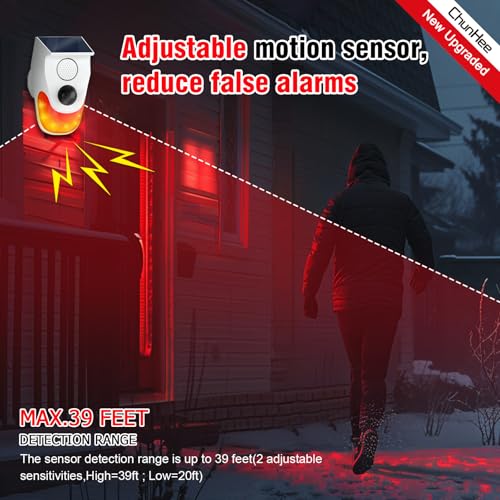 ChunHee Alarma solar con sensor de movimiento para exteriore