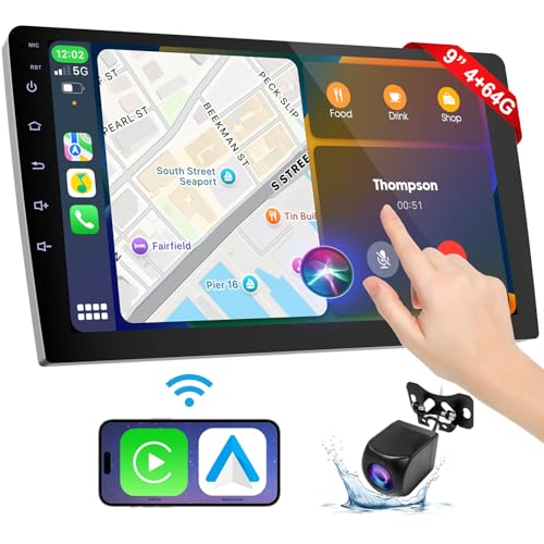 9 Inch Wireless Carplay Screen for Car,Double Din Car Audio