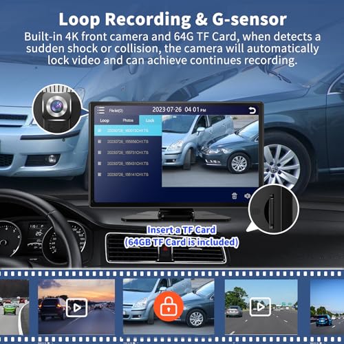 Pantalla Carplay inalámbrica con cámara de tablero 4K, panta