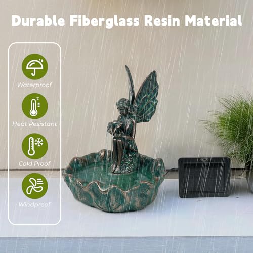 ZMG Angel Fairy - Fuente de agua solar de 14 pulgadas para e