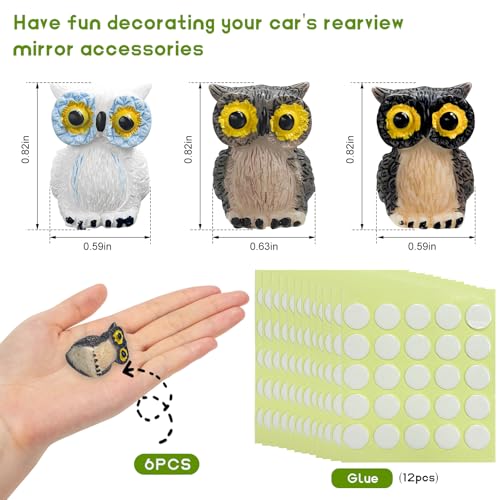 6 piezas de mini búho decoración de tablero de automóvil, li