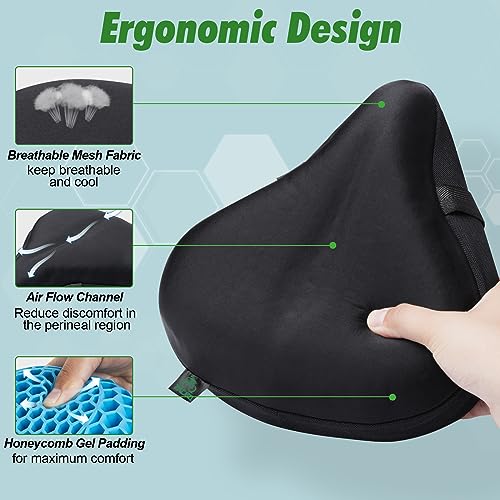 Zacro Cojín ancho para asiento de bicicleta, funda de asient