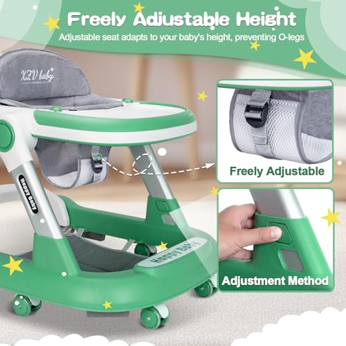 XZV Andador plegable para bebés, andador antivuelco con ruedas, centro