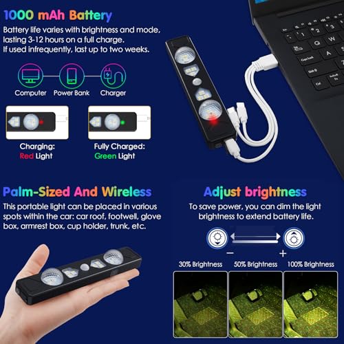 1797 Luces interiores del coche inalámbrico LED RGB USB Cont