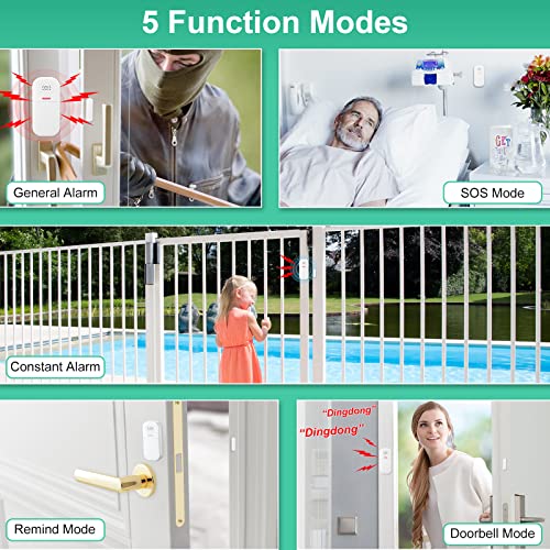 WSDCAM Alarma de puerta fuerte de 130 dB, volumen ajustable,