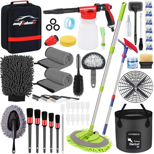 AUTODECO Kit de limpieza de 44 piezas para lavado de autos,