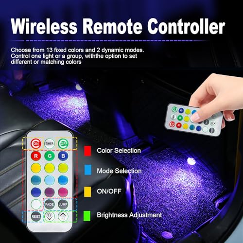 6 luces LED inalámbricas para el interior del automóvil, luc