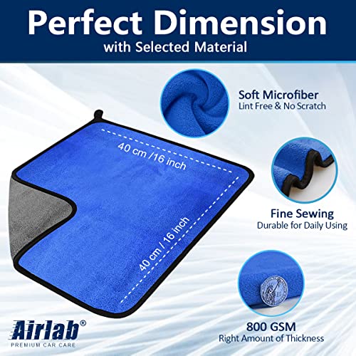 Airlab Toallas de microfibra para autos, secado de lavado, p