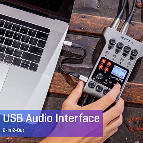 Zoom PodTrak P4 - Grabadora de podcasts, alimentada por bate