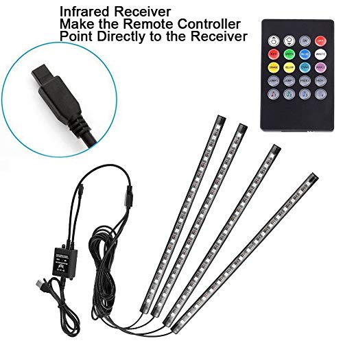 Tira de luz LED para automóvil, 4 unidades, multicolor, para