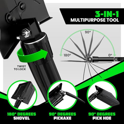 RHINO USA Pala de supervivencia plegable con púa: herramient
