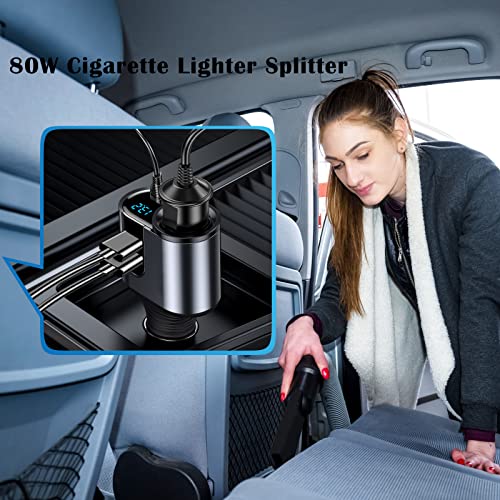 LIHAN Cargador de coche USB C, adaptador para encendedor de