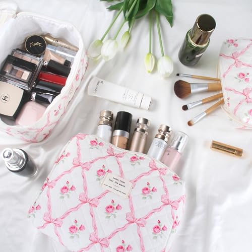 Juego de bolsas de maquillaje acolchadas, 3 bolsas grandes d