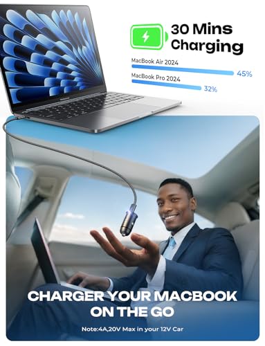 LISEN Cargador de coche para iPhone 16 de carga rápida [80W+