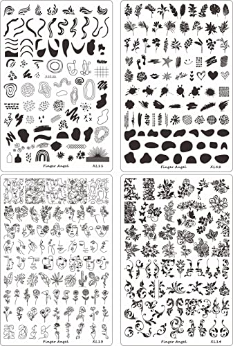 4PCS Nail Art Stamp Placas con XL11-14 Estampación de Placas