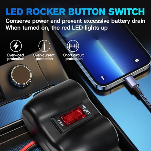 Toma de corriente de 12 V, doble salida USB, encendedor de c