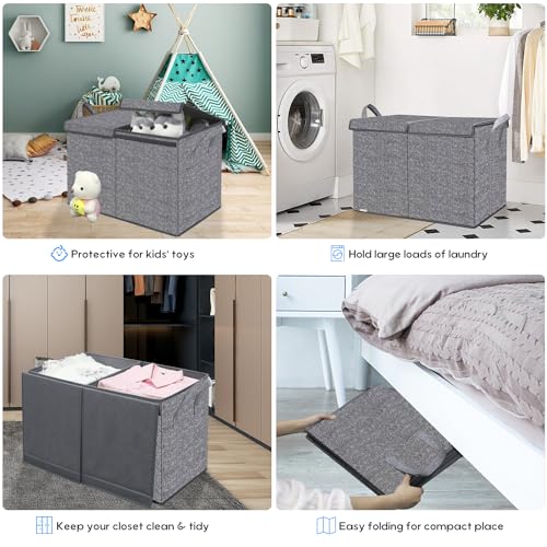 ZMGCWJX - Caja de juguetes grande resistente con tapas y asas, cesta o