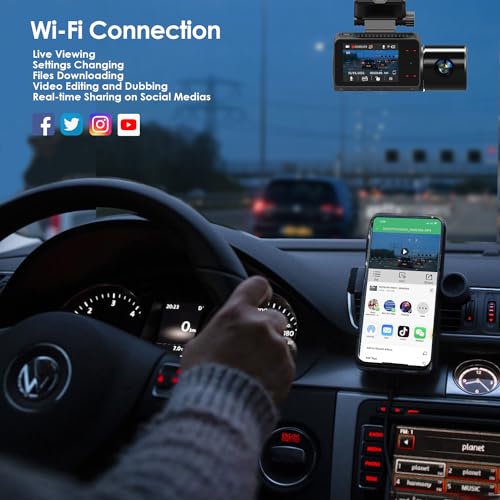 Cámara de tablero de 3 canales con función WiFi, visión noct