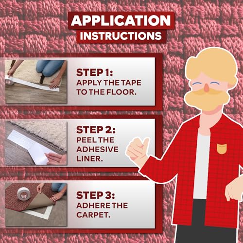 XFasten - Cinta adhesiva de doble cara para alfombras, para