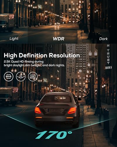 iZEEKER Cámara de tablero de 2.5 K, cámara de coche QHD de 1