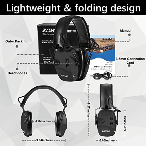 ZOHAN EM054 Electronic Ear Protection for Shooting Range wit