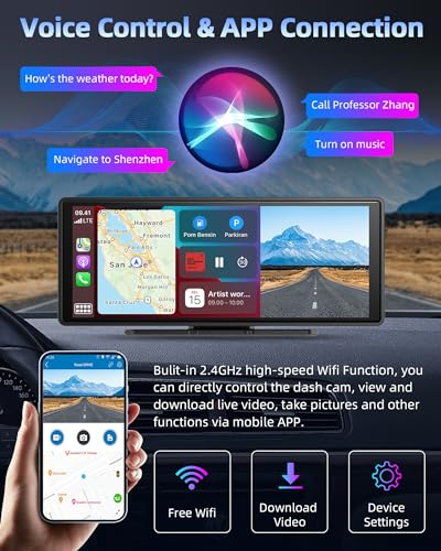 【Lente abatible】 Pantalla inalámbrica CarPlay de 10.26 pulga