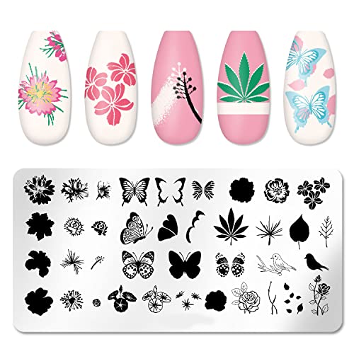 WOKOTO Juego de 6 placas de estampado de uñas, diseño de mar