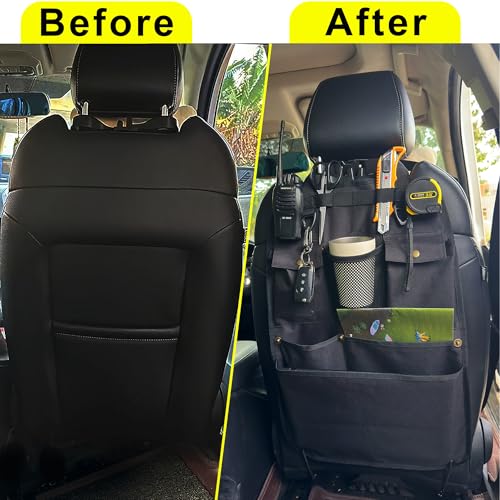 Organizador de respaldo de asiento de coche negro con múltip
