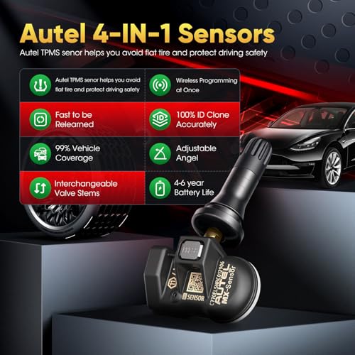 Autel Juego de 4 sensores TPMS, sensor MX-2 en 1, 315 MHz +