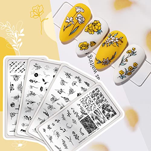 BORN PRETTY Plantillas de estampación de arte de uñas placas