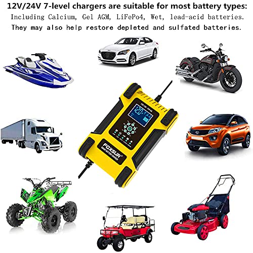 Cargador de batería de coche de 7 etapas de 12 amperios para