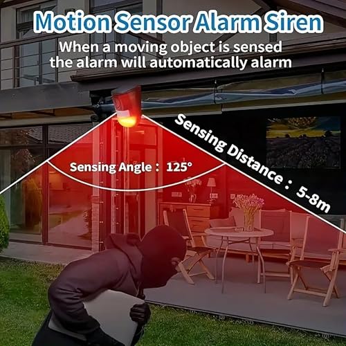 Alarma solar de sonido y luz con sensor de movimiento de 110