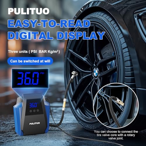 PULITUO Compresor de aire portátil para neumáticos de automó