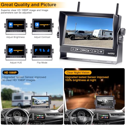 Cámara de respaldo para RV inalámbrica HD 1080P remolque Blu