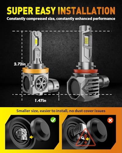 Combo de bombillas 9005 H11, 60000 lm, 800% más de luz, luce