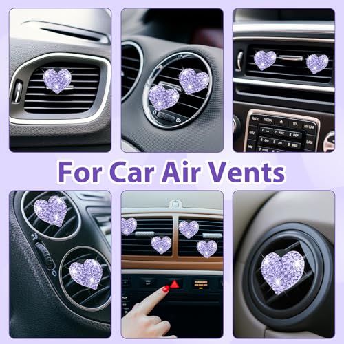 4 clips de ventilación de aire con forma de corazón brillant