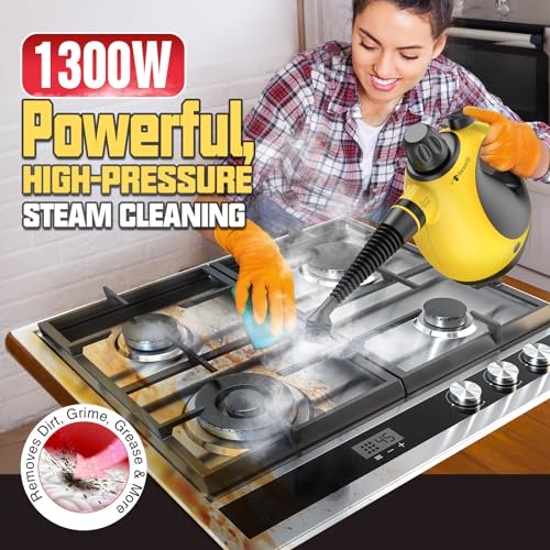 Limpiador de vapor de mano presurizado con 10 accesorios y b