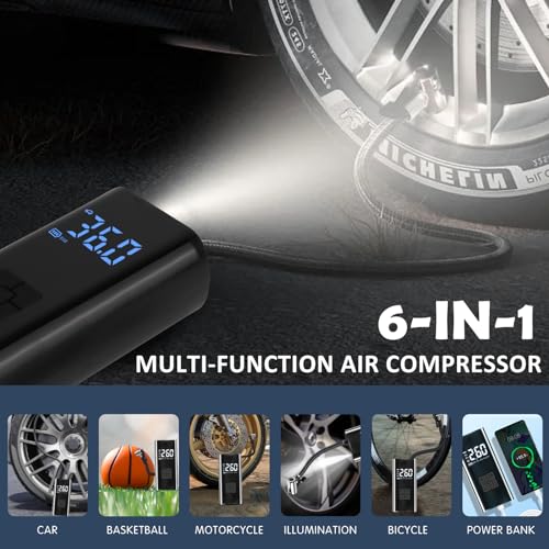 Kairiyard Inflador de neumáticos, compresor de aire portátil