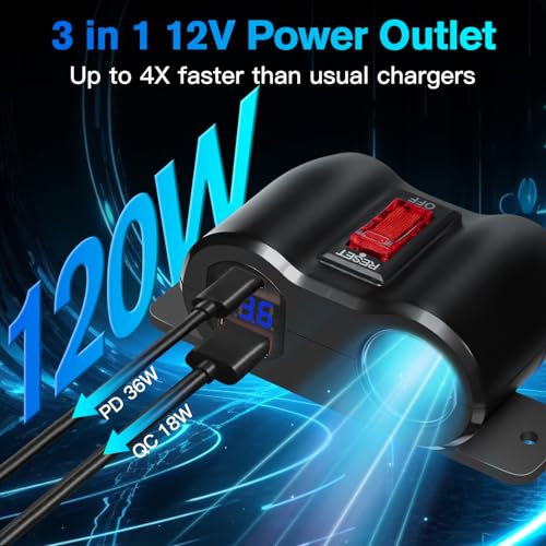Toma de corriente de 12 V, doble salida USB, encendedor de c