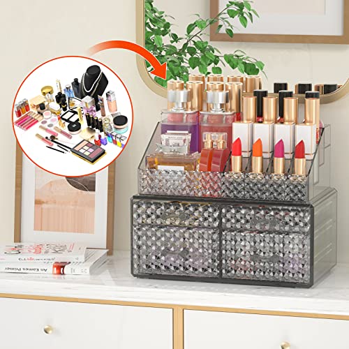 Paquete de 2 organizadores de maquillaje apilables con cajon