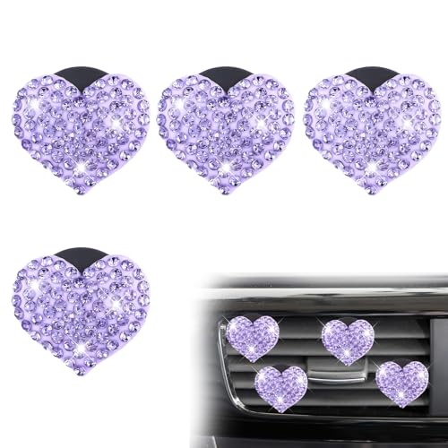 4 clips de ventilación de aire con forma de corazón brillant