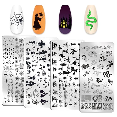 WOKOTO Juego de 6 placas de sello de arte de uñas Holloween