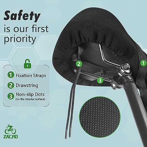 Zacro Cojín ancho para asiento de bicicleta, funda de asient