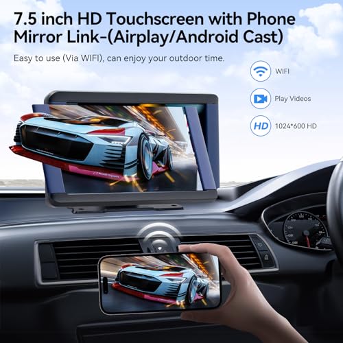 Pantalla Carplay portátil para automóvil, estéreo inalámbric