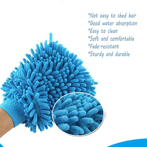 3PCS Car Wash Kit with 2 Premium Chenille & Plush Wash Mitts