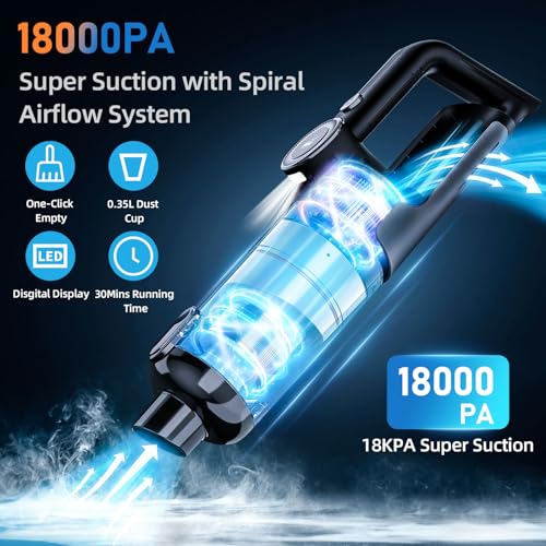 Handheld Car Vacuum Cleaner, 21000PA Powerful Suction, Cordl