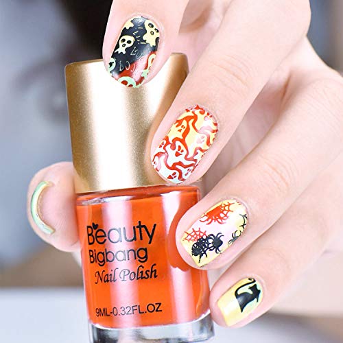 4 piezas de placas de estampado de arte de uñas de Halloween