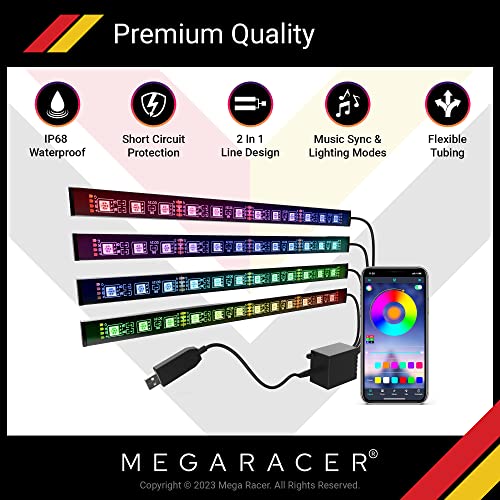 Mega Racer Luces RGB para interiores de automóvil, tira de l