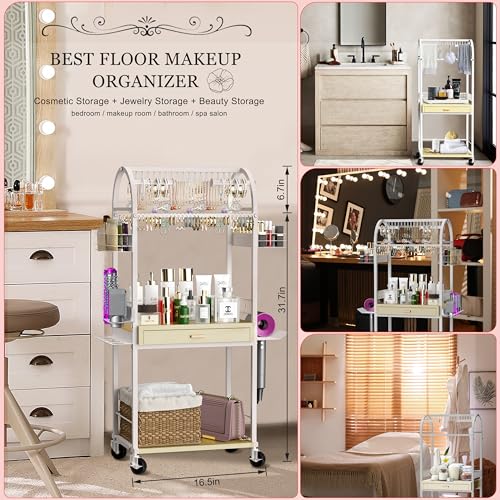 Xubialo Carrito organizador de maquillaje con cajón de mader
